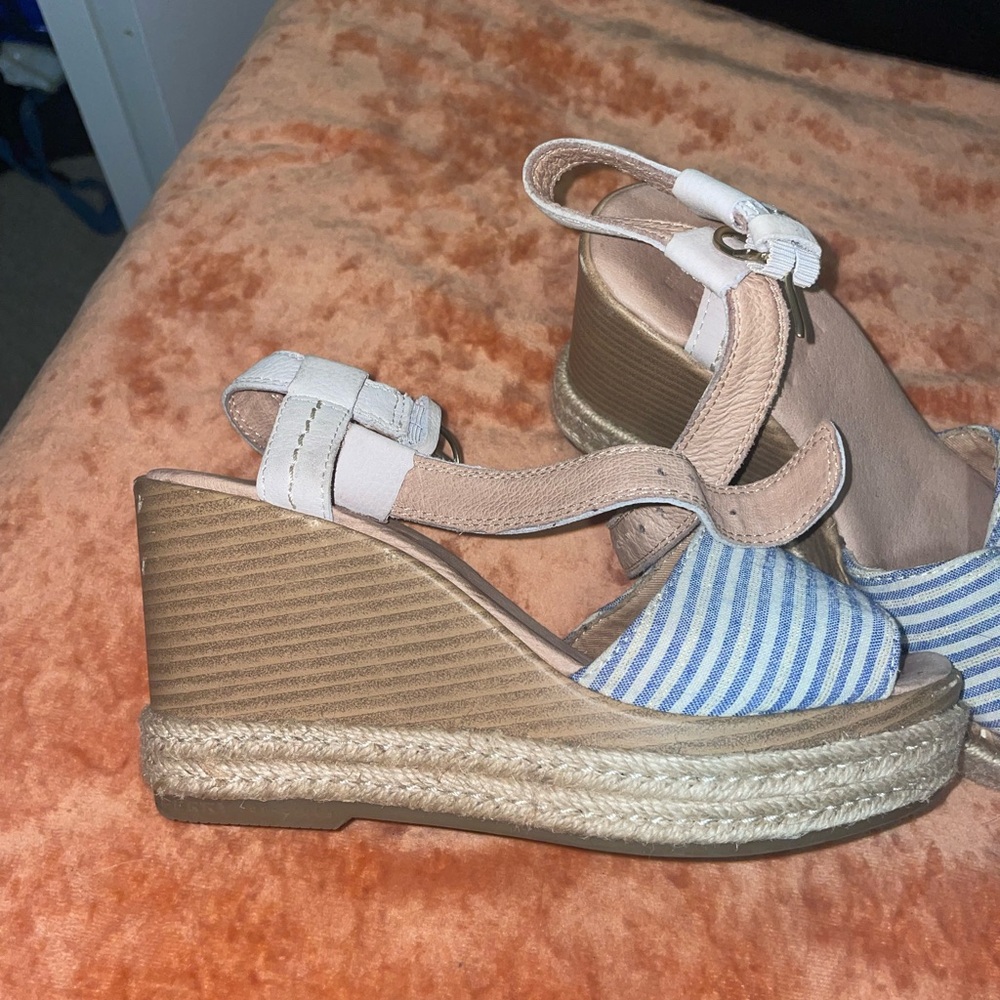 Striped Espadrille Wedge Sandals